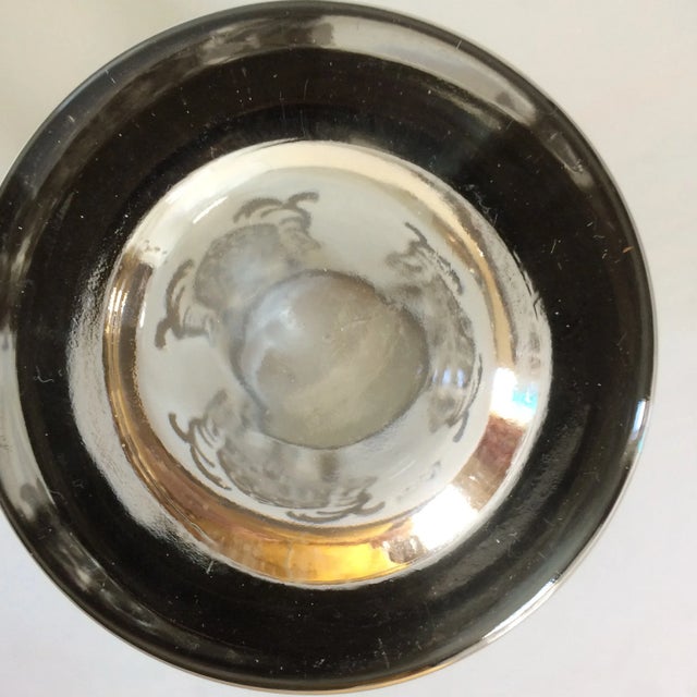 Metal Platinum Banded Kimiko 4 Glass and 4 Coaster Cocktail Set in Caddie For Sale - Image 7 of 13