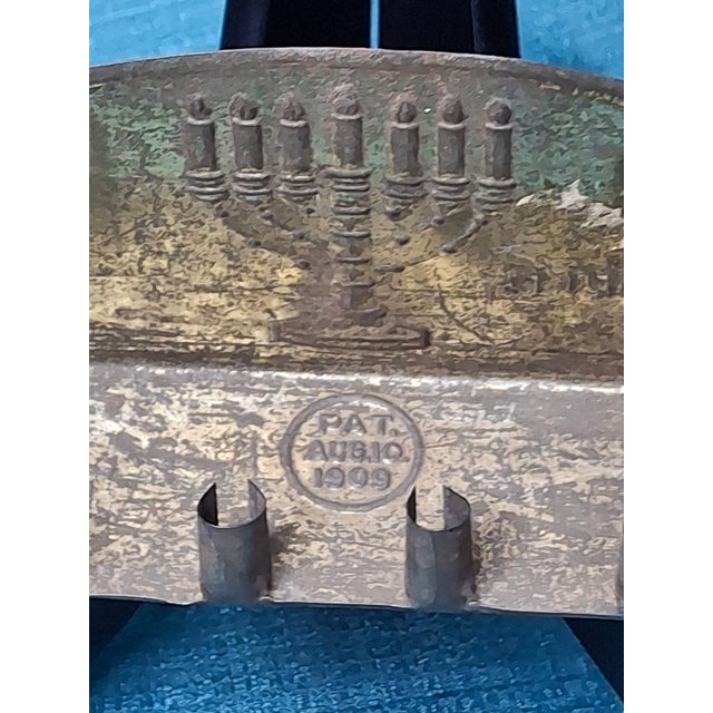 Rare 1909 Tobias Cohen Menorah Set Smithsonian Match Patented Oil & Candle Lamps For Sale - Image 17 of 18