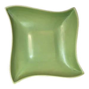 Vintage Red Wing Pottery B1396 Usa Mid Century Modern Curved Square Olive Green Ceramic Dish / Bowl