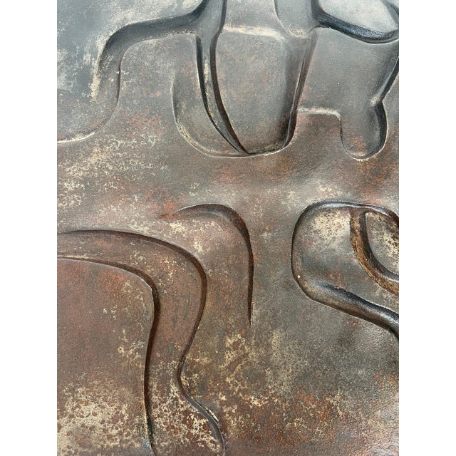 Black Modernist cast iron fireback. French work. Circa 1970 For Sale - Image 8 of 12
