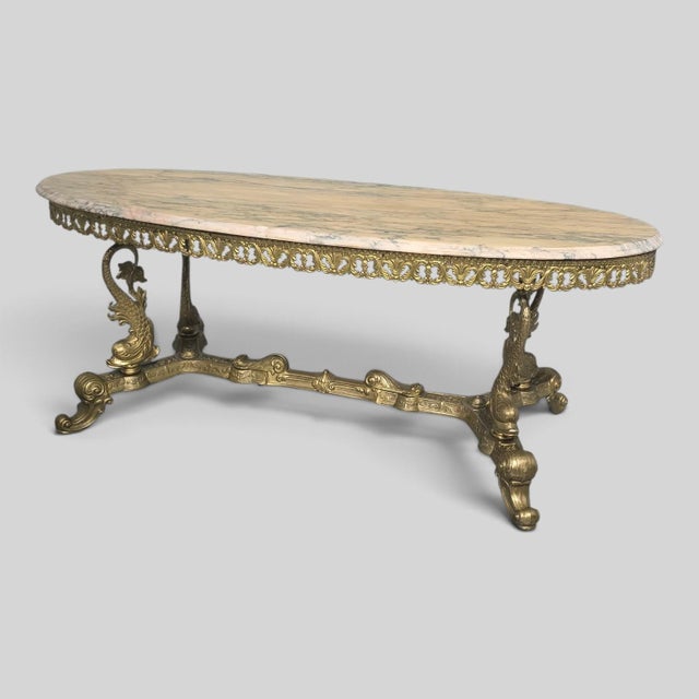 Gilt Brass and Marble Coffee Table, 1930 For Sale - Image 10 of 10