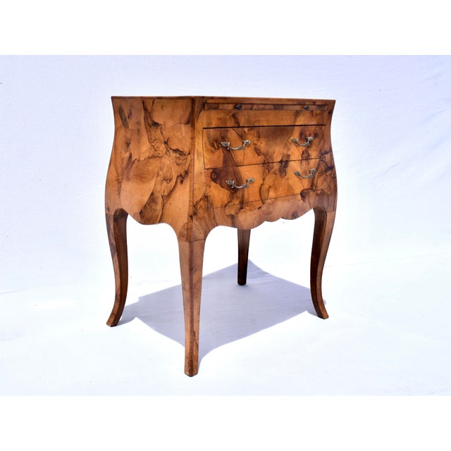 Italian Oyster Burl Two Drawer Small Chest / Side Table For Sale - Image 4 of 11