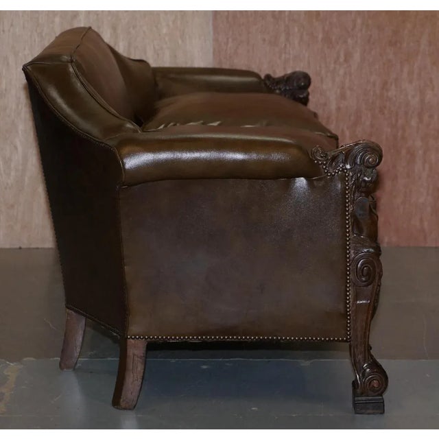 Brown Leather and Carved Frame Sofa, 1810s For Sale - Image 15 of 18
