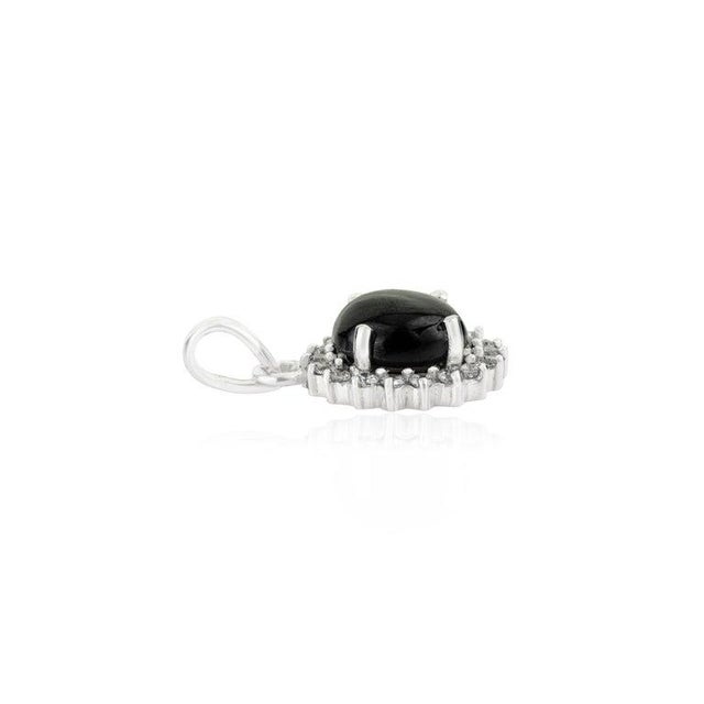 Gemstone Antique Finish Black Star & Zircon Pendant With Prong Setting For Sale - Image 7 of 12