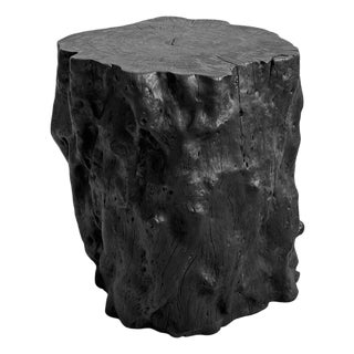 Black Natural Form Stump Modern Rustic Stool / Side Table For Sale