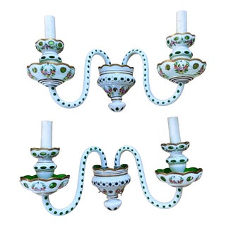 Bohemian Glass Wall Lights, 1950, Set of 2 For Sale