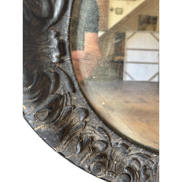Late Victorian Ebonised Oval Bevelled Wall Mirror, 1890 For Sale - Image 5 of 7