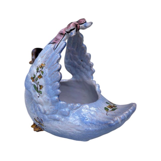 19th Century French Faience Duck Jardiniere Saint Clement For Sale - Image 4 of 10