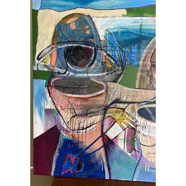 2000 "Somnambulist" Original Abstract Figurative Mixed-Media Painting by Nikolas Soren Goodich For Sale - Image 4 of 10