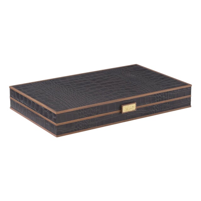 Maitland-Smith Brown Leather Game Board For Sale