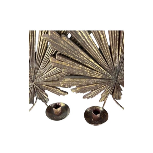 A Pair of Large Sunburst Form Wall Sconces. 21” x 15” Italian. Absolutely Stunning!