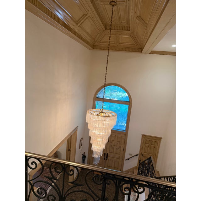 Late 20th Century Vintage Mid Century Modern Italian Murano Style Glass Chandelier For Sale - Image 5 of 9