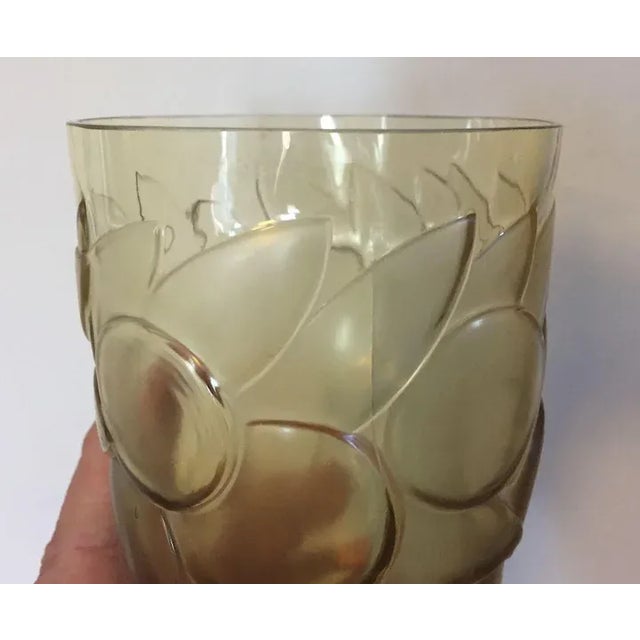1930 Art Deco Rene Lalique amber glass tumbler decorated with relief molded fruit and leaves in a pattern called "Blidah"....