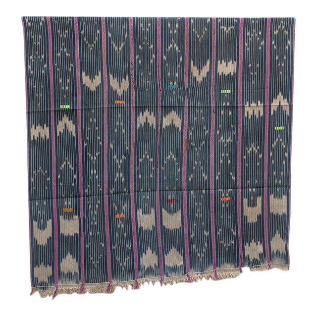 Vintage Baoule African "Turquoise Forest" Ikat Throw For Sale