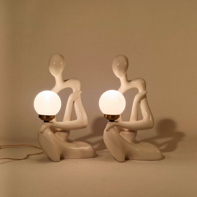 Sculptural Ceramic Table Lamps, Spain, 1970s, Set of 2 For Sale - Image 4 of 15