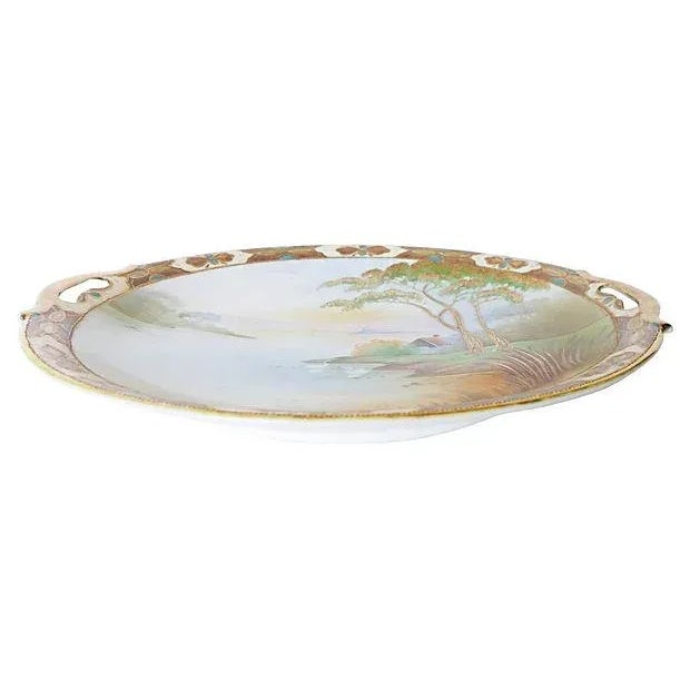 1910s Antique Hand-Painted Nippon Platter For Sale - Image 5 of 6