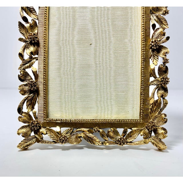 1960s 1960s Matson Ormolu Bird Dogwood Flower Gold Tone Rectangle Picture Frame For Sale - Image 5 of 10