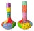 Pair of Vintage Hand-Painted Papier-Mâché Vases – Colorful Folk Art, Memphis Style Patchwork Forms For Sale