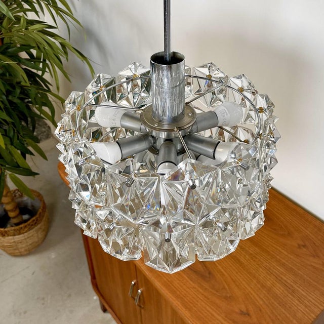 Silver Vintage Crystal Ceiling Light from Kinkeldey For Sale - Image 8 of 11