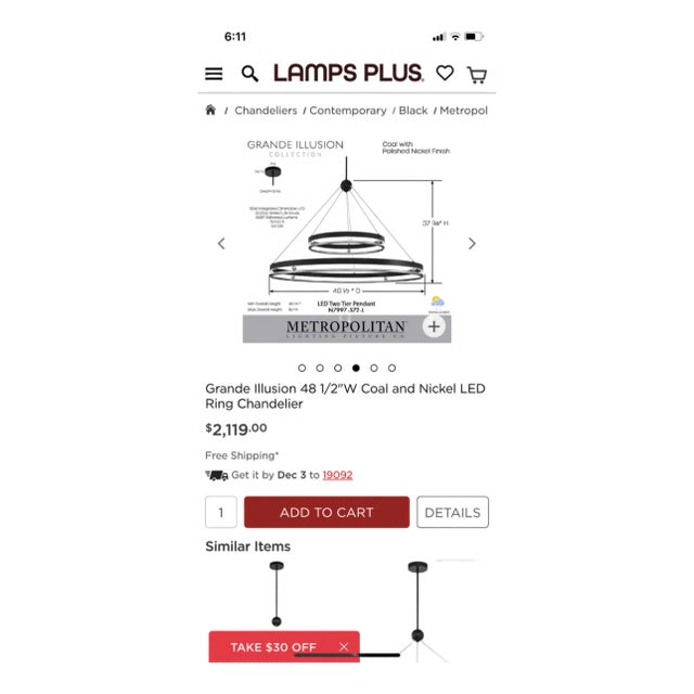 Grande Illusion 2 Light 49" Wide Led Ring Chandelier For Sale