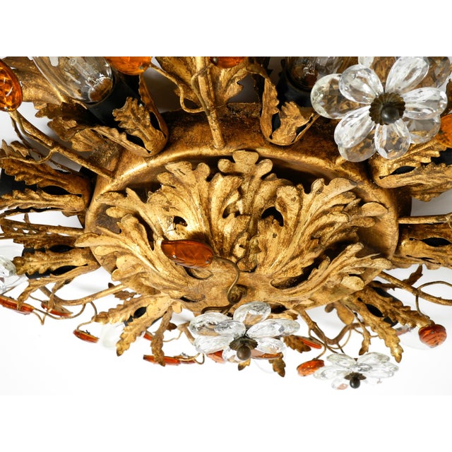 Large Italian Gilt Ceiling Lamp in Glass by Banci Firenze, 1960s For Sale - Image 12 of 18