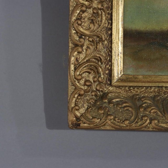 Antique Hudson River School Oil on Canvas Landscape Unsigned C1890 For Sale - Image 6 of 7