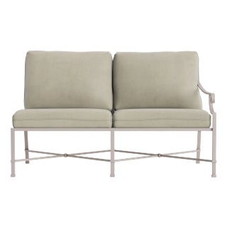 Brown Jordan Venetian Right Arm Loveseat, Dove frame with Fusion Meadow fabric For Sale