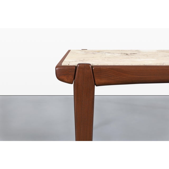 Sienna Mid-Century Modern Walnut and Faux Marble Side Tables For Sale - Image 8 of 13