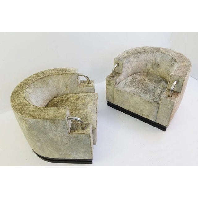 Set of Art Deco Armchairs in Velvet Upholstery For Sale - Image 8 of 9