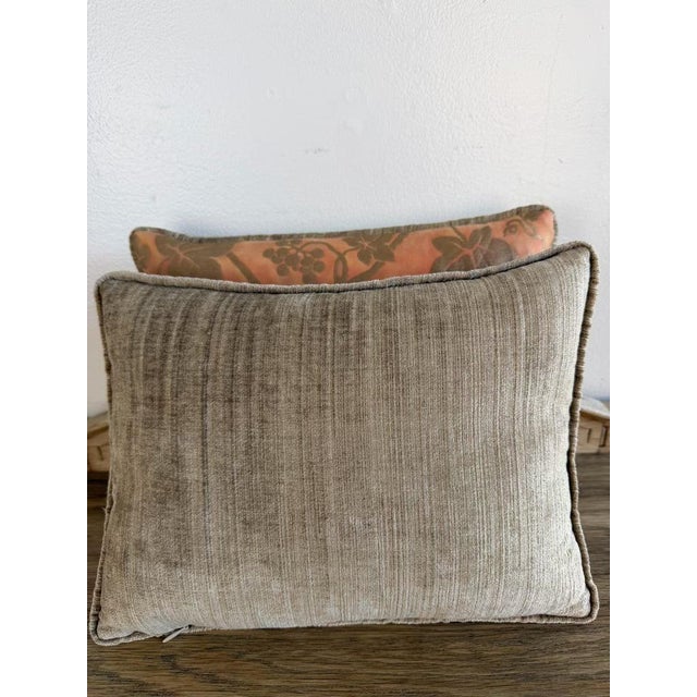 Terra Cotta Pair of Fortuny “Moresco” Textile Pillows With Velvet Backs For Sale - Image 8 of 8