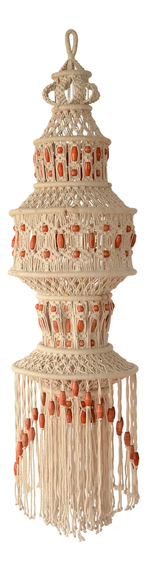 1970s Large Boho Hanging Beaded Macrame Mobile Sculpture
