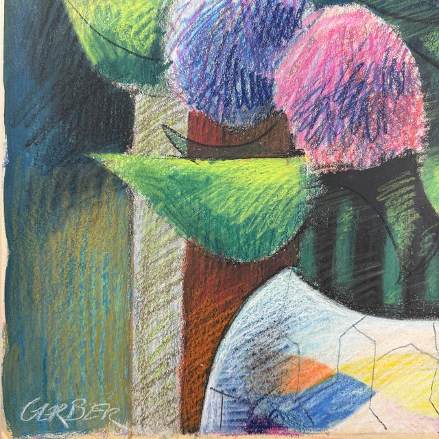 Vintage Expressionist Still Life With Flowers, Dog, and Figure by Jack Gerber For Sale - Image 4 of 5