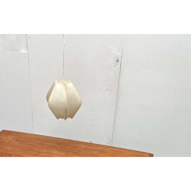 Beige Mid-Century Modern German Cocoon Pendant Lamp by Friedel Wauer for Goldkant Leuchten, 1960s For Sale - Image 8 of 18