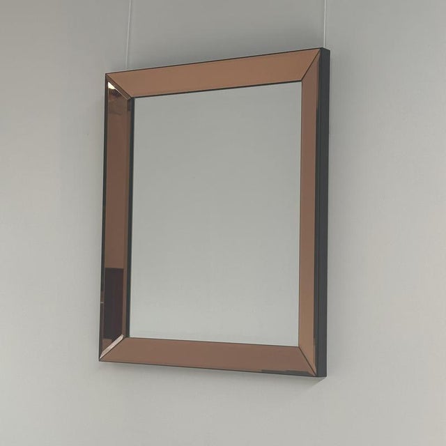 Pink Vintage Peach Smoked Beveled Mirror, 1970s For Sale - Image 8 of 8