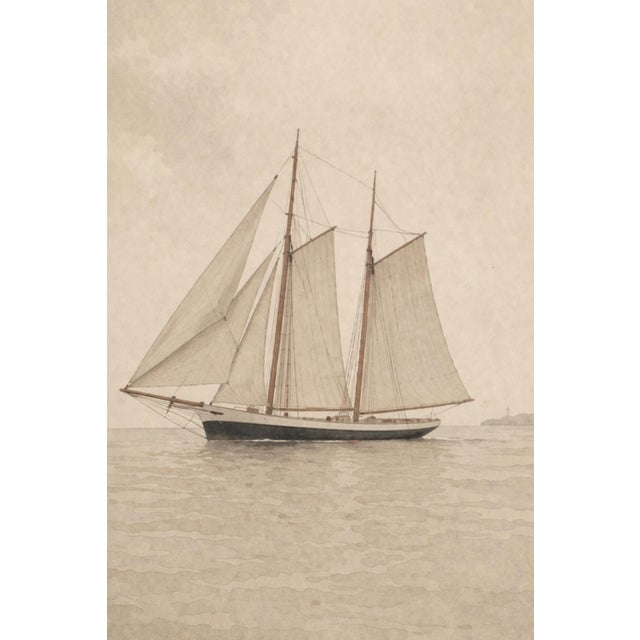 Paper Coastal Horizon Series, Minimal Sailboat Seascape Art Prints, 24" × 36" (Set of 3) For Sale - Image 7 of 10