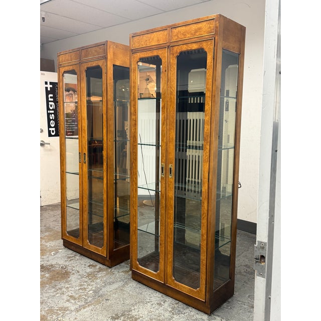 Campaign Campaign Style Curio Display Vintage Cabinets, Pair For Sale - Image 3 of 12