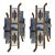 Pair of Hammered Glass Wrought Iron Sconces by Longobard, Italy, 1970s For Sale