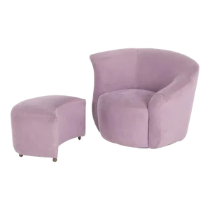 Directional Asymmetric Lounge Chair and Ottoman