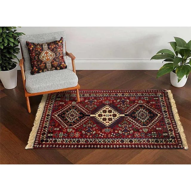 2020s Red Color Fine Hand Knotted Persian Yalameh For Sale - Image 4 of 5