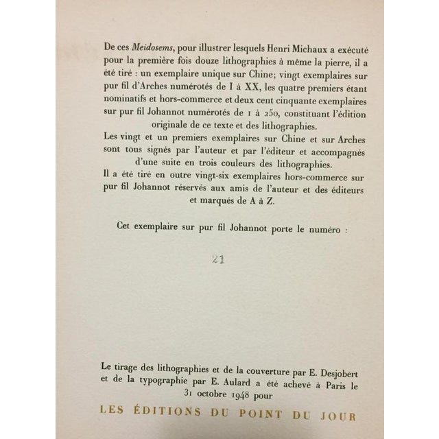 Modern Henri Michaux, Meidosems, 1940s, Lithograph Print on Paper For Sale - Image 3 of 8