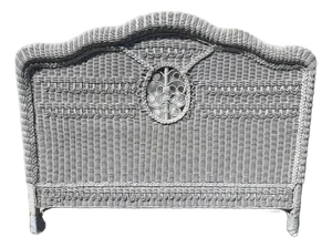 Vintage Woven Rattan Peacock Headboard Beachy Chinoiserie Boho Tropical