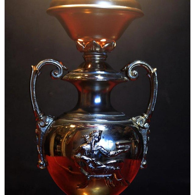 Art Deco Mid-Century Brass Table Lamp with Opaline Flame Shade, 1940s For Sale - Image 18 of 18