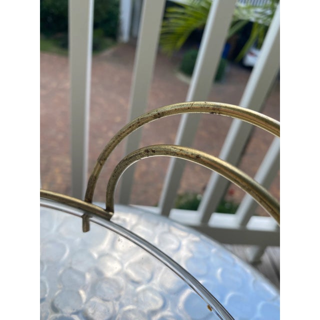 Metal 1950 Jeanette Glass & Brass Serving Chip and Dip Bowl For Sale - Image 7 of 8