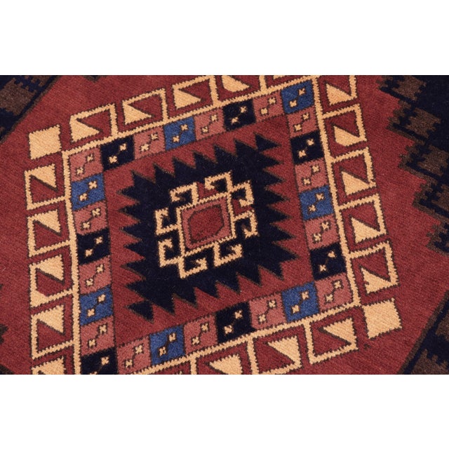 Rustic Kargahi 1980's Blue/Gold Wool Rug - 6'3'' X 9'6'' For Sale - Image 4 of 9