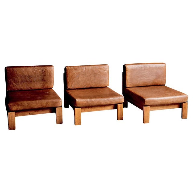 Modular Lounge Chairs in Oak and Leather, Germany, 1970s, Set of 3 For Sale - Image 10 of 10