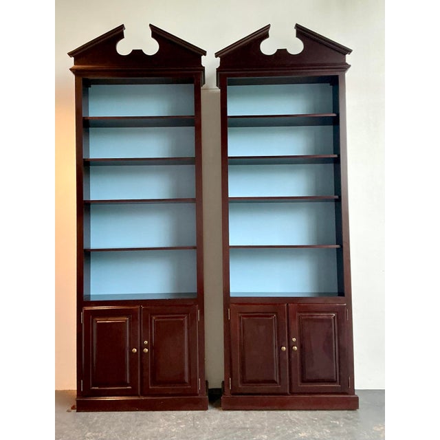 Vintage Pediment Mahogany Etagere - A Pair For Sale - Image 9 of 12