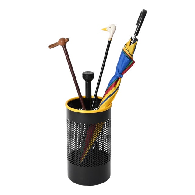 Special Edition Black and Yellow Cribbio Umbrella Stand attributed to Barbieri, Italy, 1980s For Sale