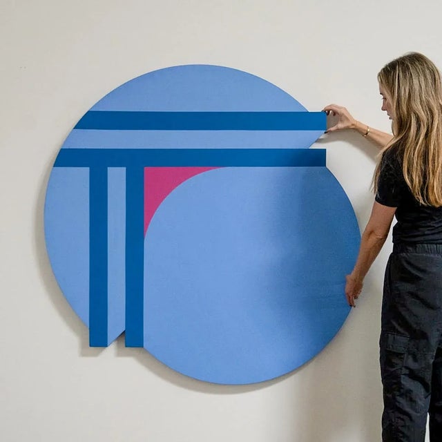 Bauhaus 1980s Cosmics' Hard Edge Painting by Marion S. Siciliano For Sale - Image 3 of 7