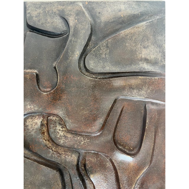 Metal Modernist cast iron fireback. French work. Circa 1970 For Sale - Image 7 of 12