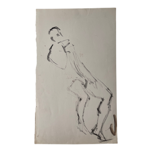 Vintage Abstract Painting of Standing Male